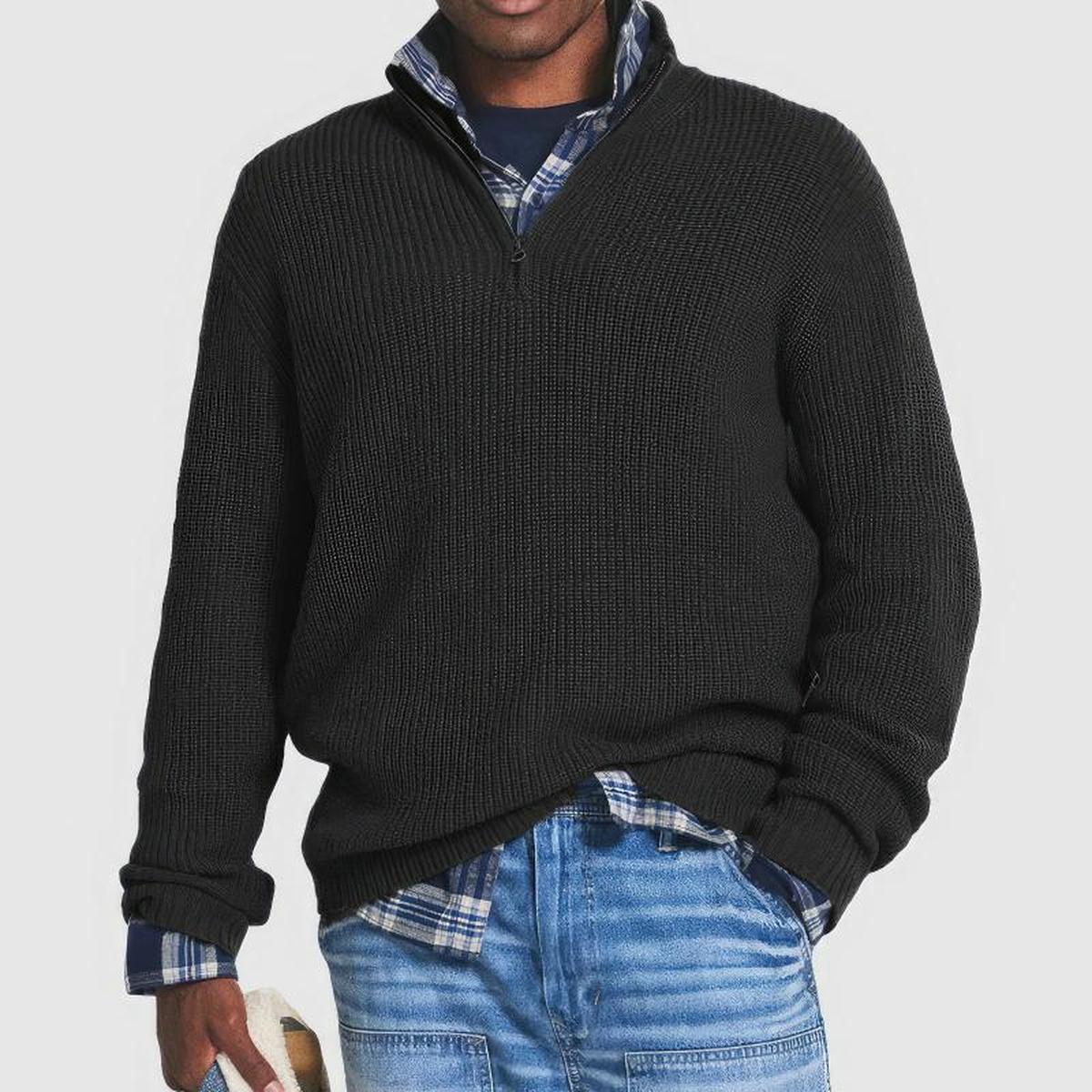 Men’s Casual Quarter Zip Sweater Knitted Jumper