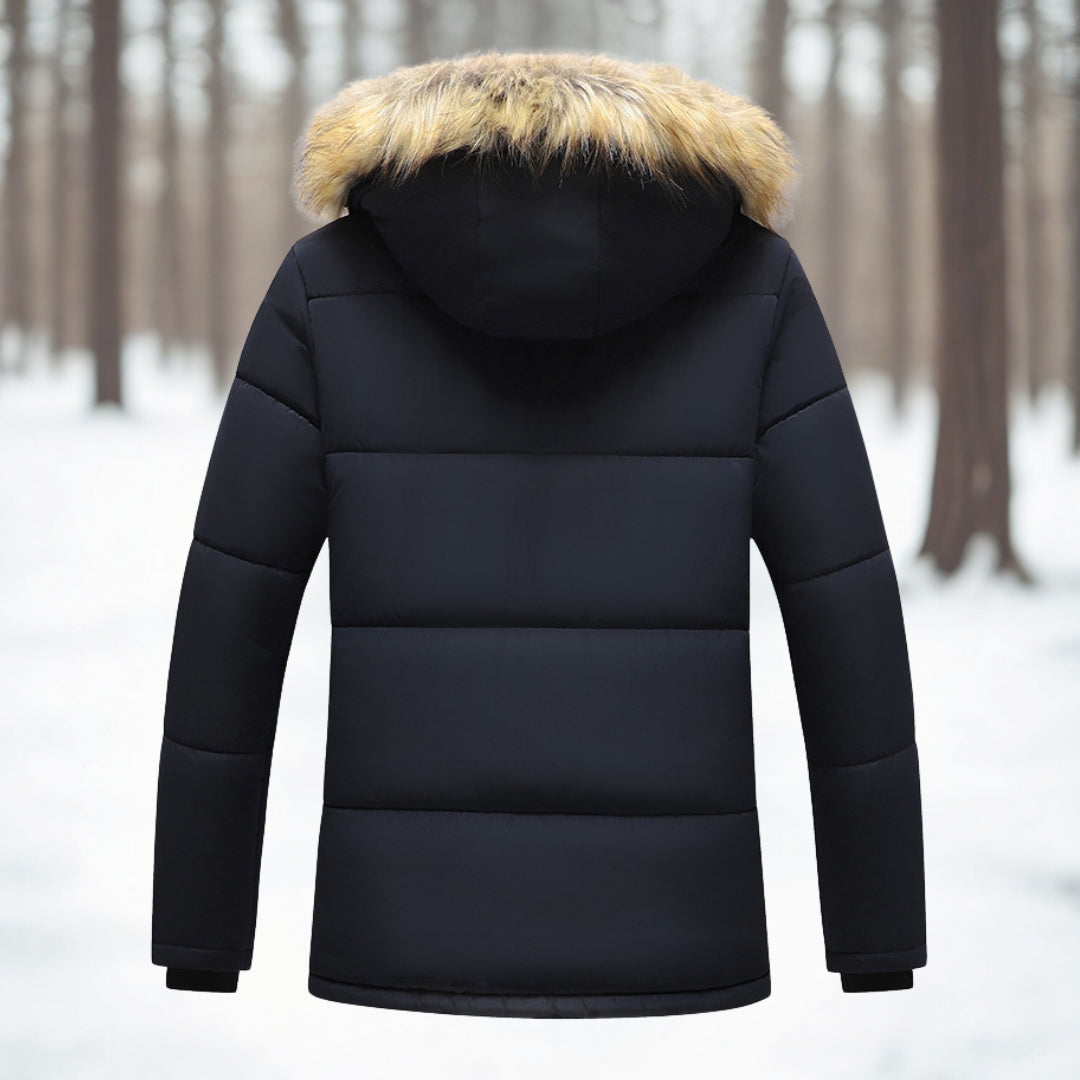 Men’s Winter Insulated Parka Jacket with Faux Fur Hood
