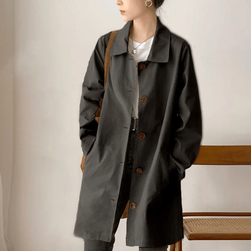 Women’s Classic Single-Breasted Spread Collar Trench Coat