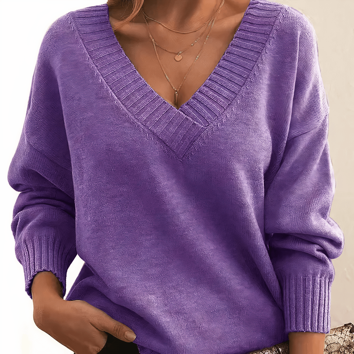 Women’s Comfort Knitted V-Neck Jumper