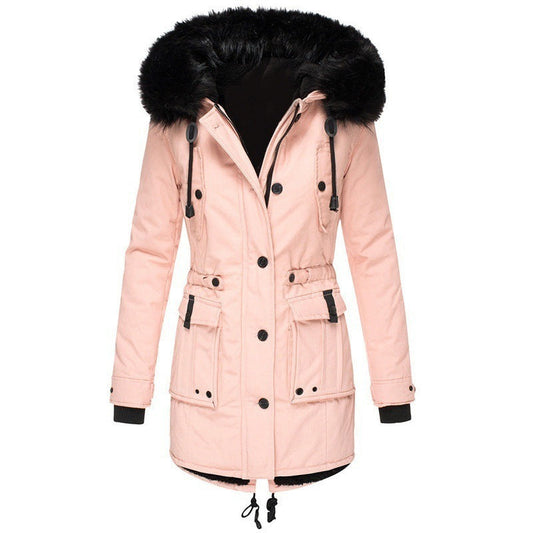 Women’s Faux Fur Collar Hooded Winter Parka Coat