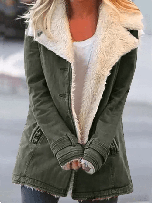 Women’s Faux Shearling Notched Collar Jacket