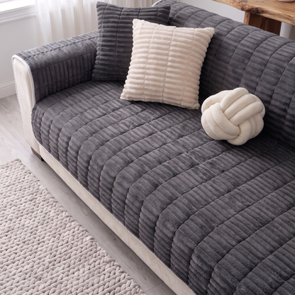 Spill-Resistant Non-Slip 1-Piece Plush Sofa Cover
