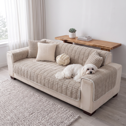 Spill-Resistant Non-Slip 1-Piece Plush Sofa Cover