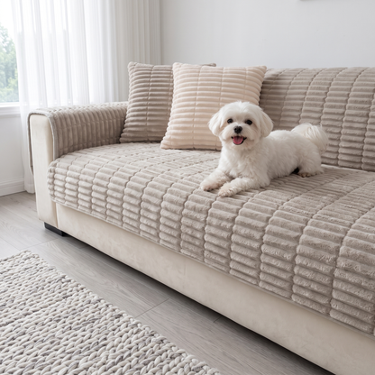 Spill-Resistant Non-Slip 1-Piece Plush Sofa Cover