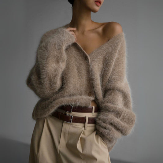Women’s Fluffy Relaxed Fit Knitted Cardigan