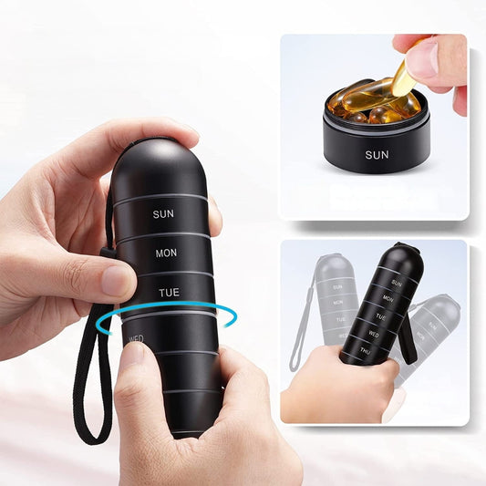 Aluminium 7 Days Portable Pill Organiser for Travel Dosette Box Container
