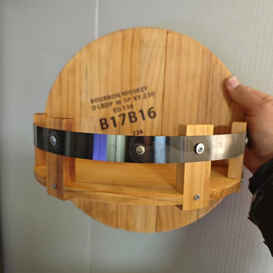 Bourbon Whiskey Barrel Design Rustic Wall Shelf
