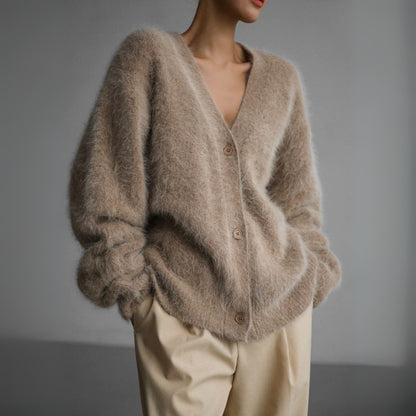 Women’s Fluffy Relaxed Fit Knitted Cardigan