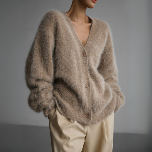 Women’s Fluffy Relaxed Fit Knitted Cardigan
