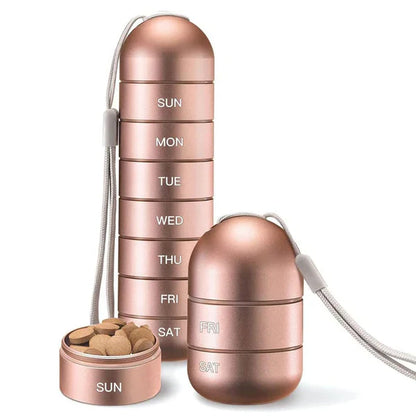 Aluminium 7 Days Portable Pill Organiser for Travel Dosette Box Container