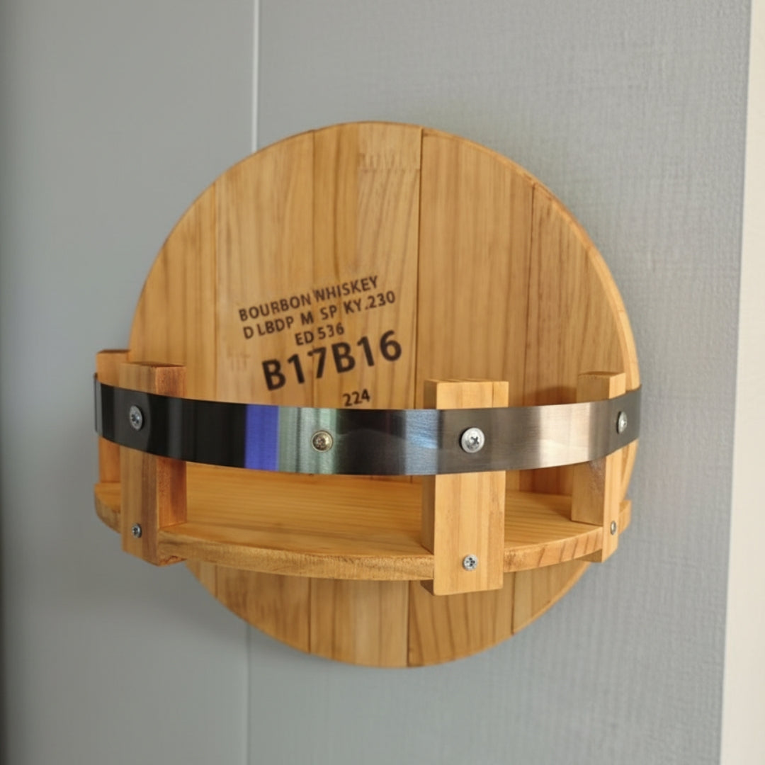 Bourbon Whiskey Barrel Design Rustic Wall Shelf