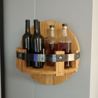Bourbon Whiskey Barrel Design Rustic Wall Shelf