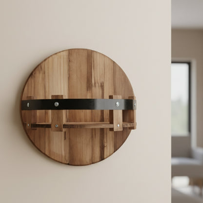 Bourbon Whiskey Barrel Design Rustic Wall Shelf