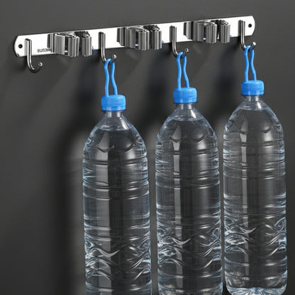 Wall Mounted Broom And Mop Holder Rack With Hooks