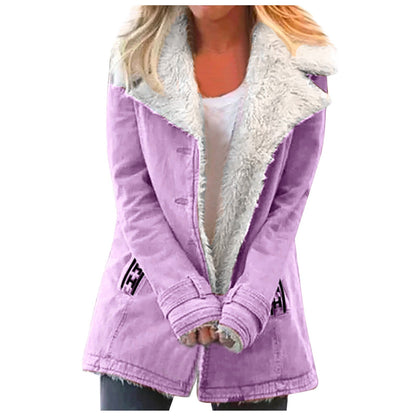Women’s Faux Shearling Notched Collar Jacket