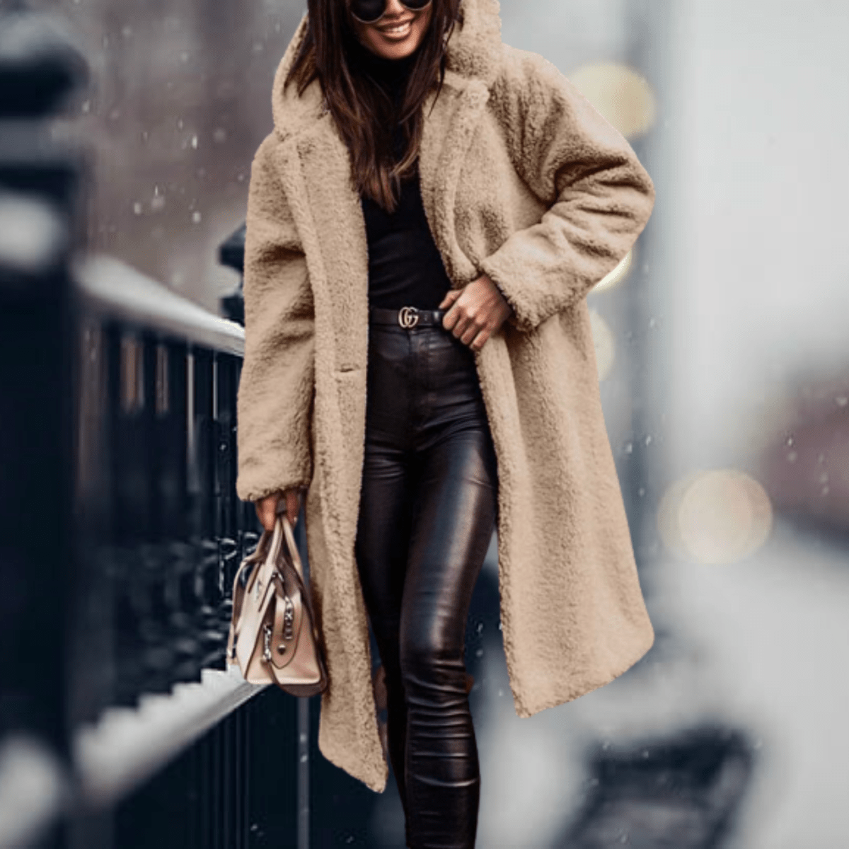 Women’s Cosy Hooded Faux Fur Long Coat