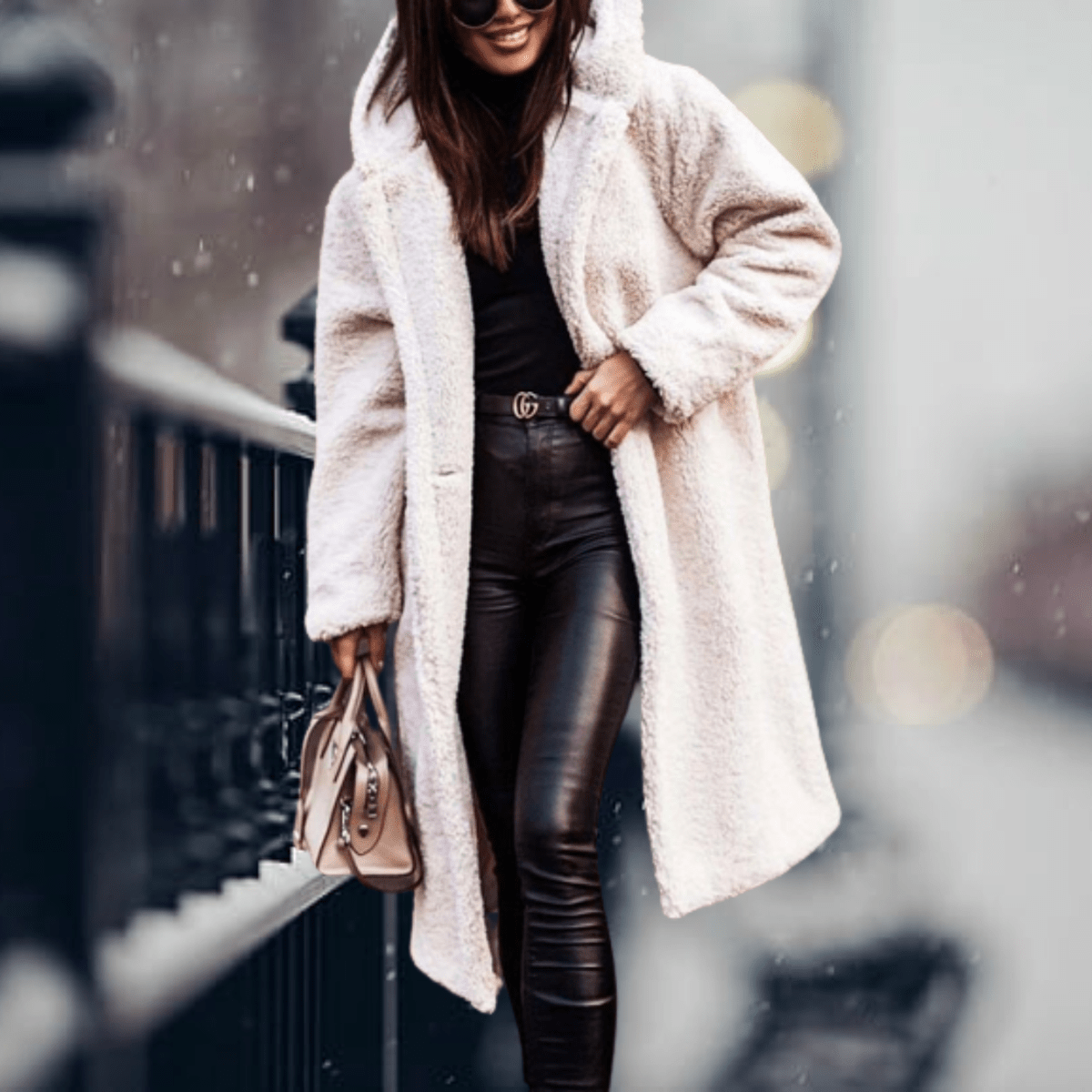 Women’s Cosy Hooded Faux Fur Long Coat