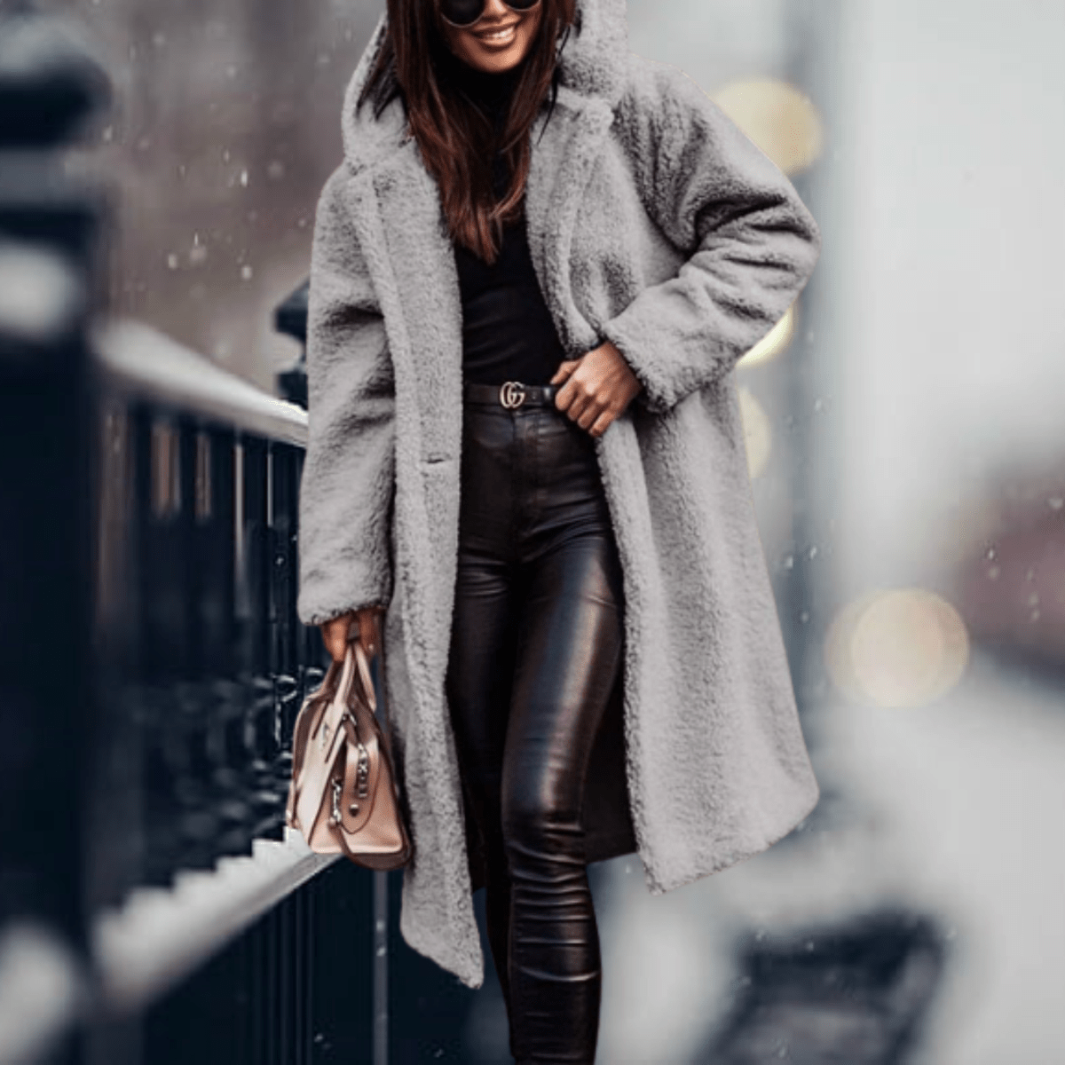 Women’s Cosy Hooded Faux Fur Long Coat