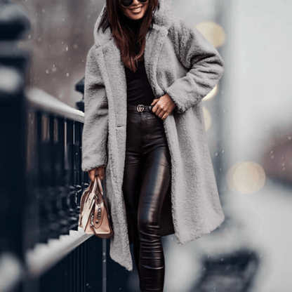 Women’s Cosy Hooded Faux Fur Long Coat