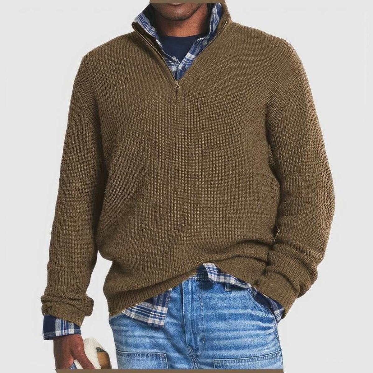 Men’s Casual Quarter Zip Sweater Knitted Jumper
