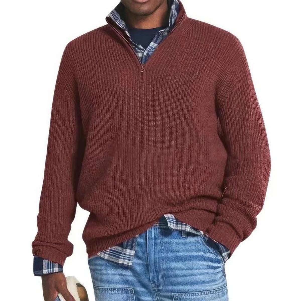 Men’s Casual Quarter Zip Sweater Knitted Jumper
