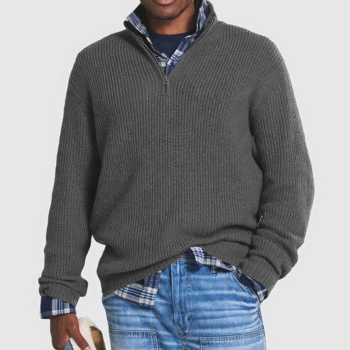 Men’s Casual Quarter Zip Sweater Knitted Jumper