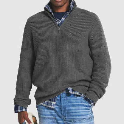 Men’s Casual Quarter Zip Sweater Knitted Jumper