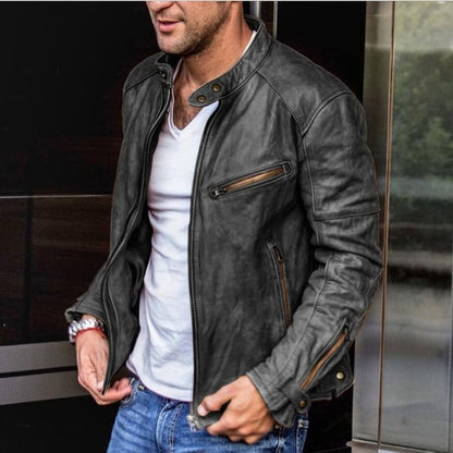 Men’s Classic Faux Leather Racer Jacket