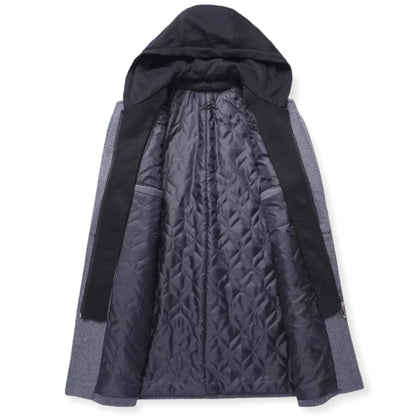 Men’s Classic Overcoat Wool Blend Winter Coat with Detachable Hood