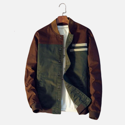 Men's Colour Block Bomber Jacket With Stripes