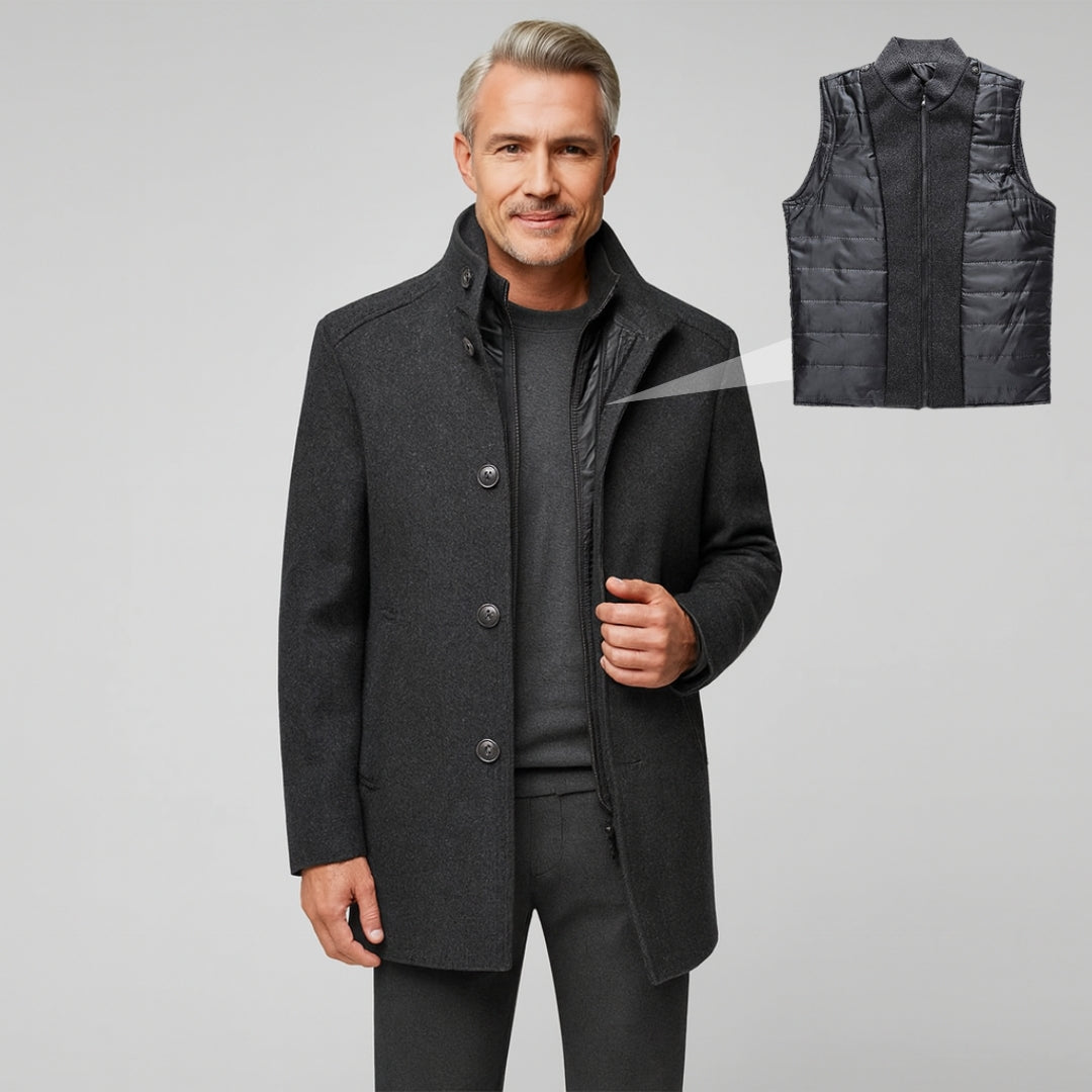 Men's Formal Winter Coat with Quilted Gilet Lining