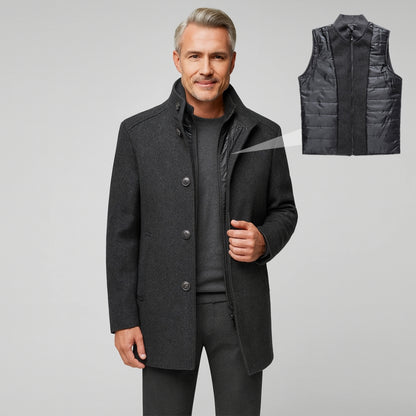 Men's Formal Winter Coat with Quilted Gilet Lining