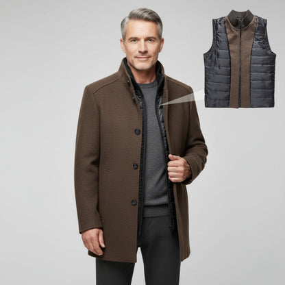 Men's Formal Winter Coat with Quilted Gilet Lining