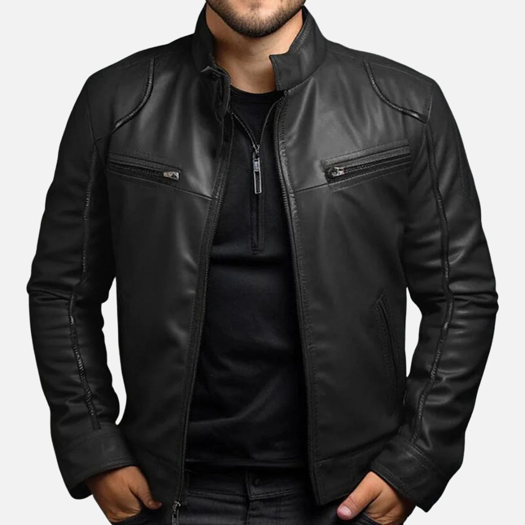 Men’s Vintage Faux Leather Racer Jacket