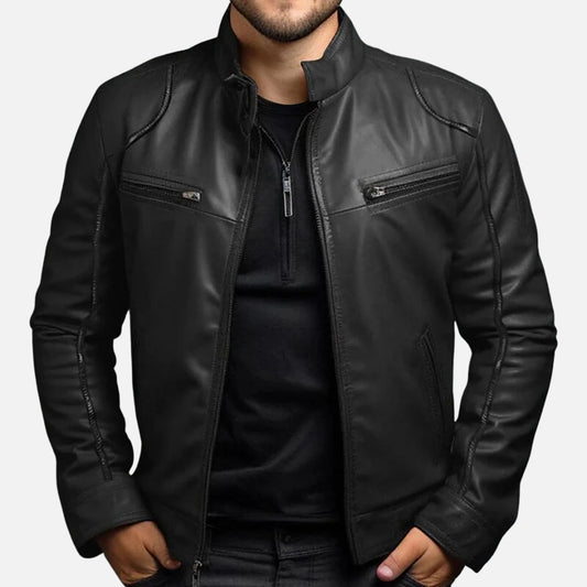 Men’s Vintage Faux Leather Racer Jacket