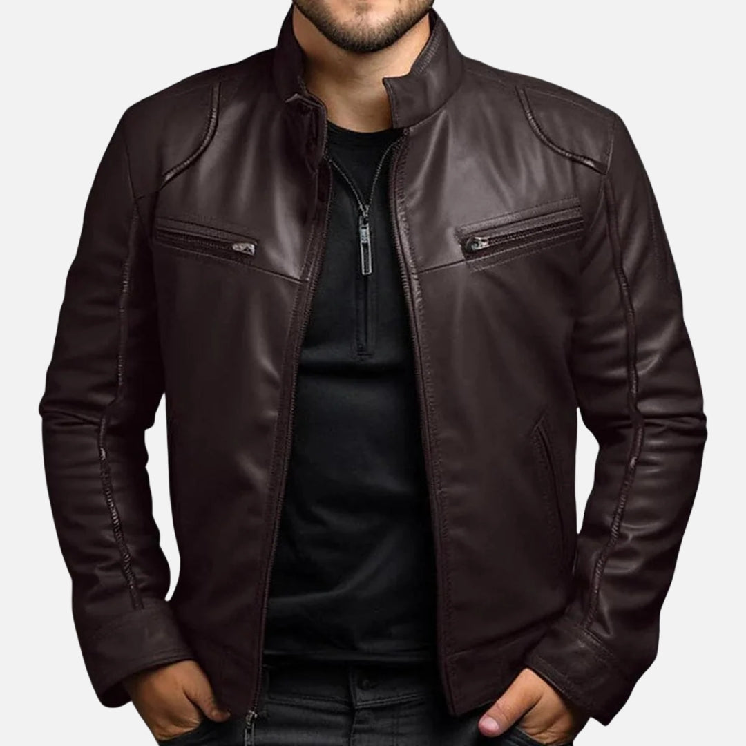 Men’s Vintage Faux Leather Racer Jacket