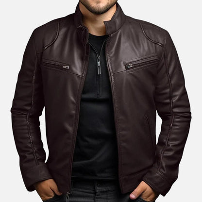 Men’s Vintage Faux Leather Racer Jacket