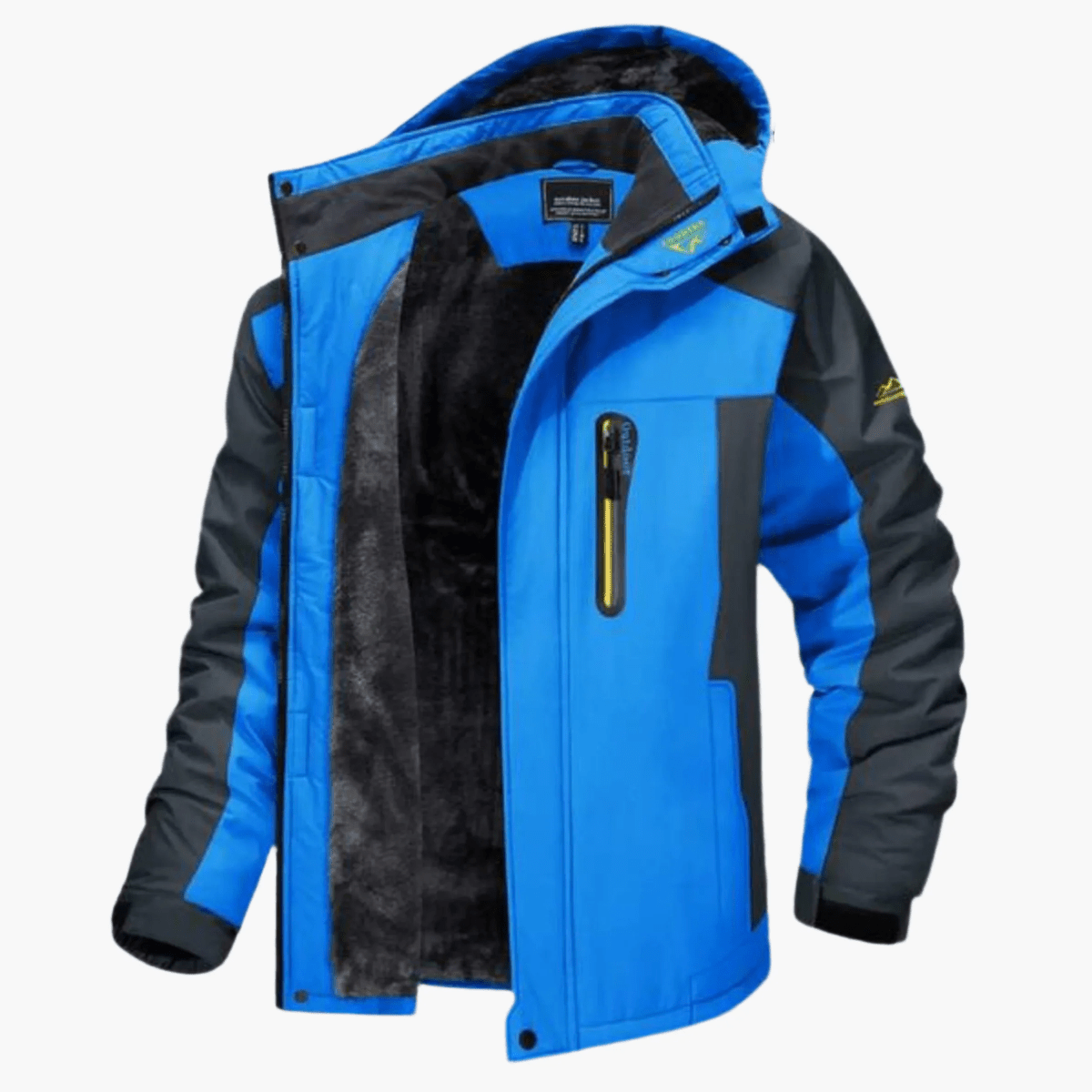 Men's Waterproof Windproof Fleece-Lined Hooded Outdoor Jacket