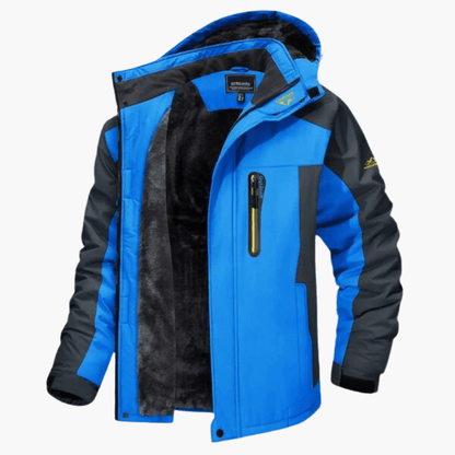 Men's Waterproof Windproof Fleece-Lined Hooded Outdoor Jacket