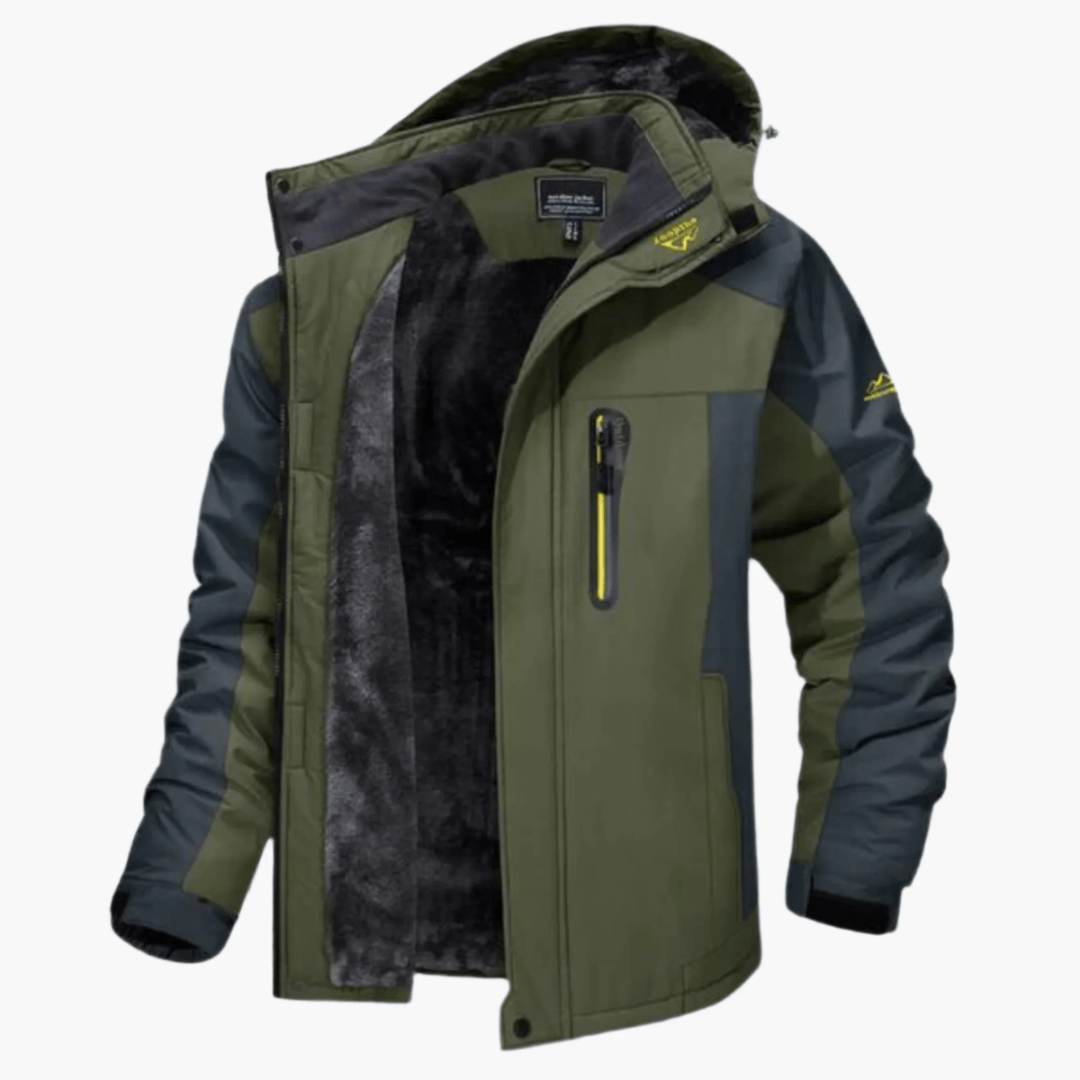 Men's Waterproof Windproof Fleece-Lined Hooded Outdoor Jacket
