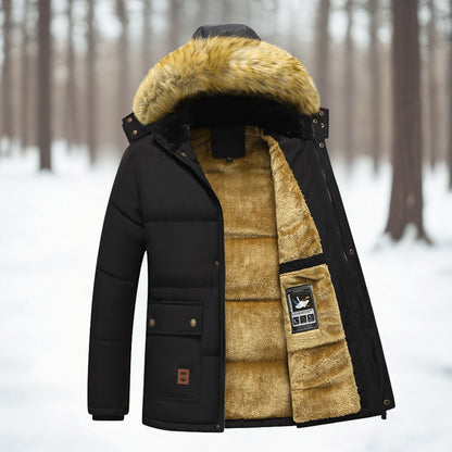 Men’s Winter Insulated Parka Jacket with Faux Fur Hood