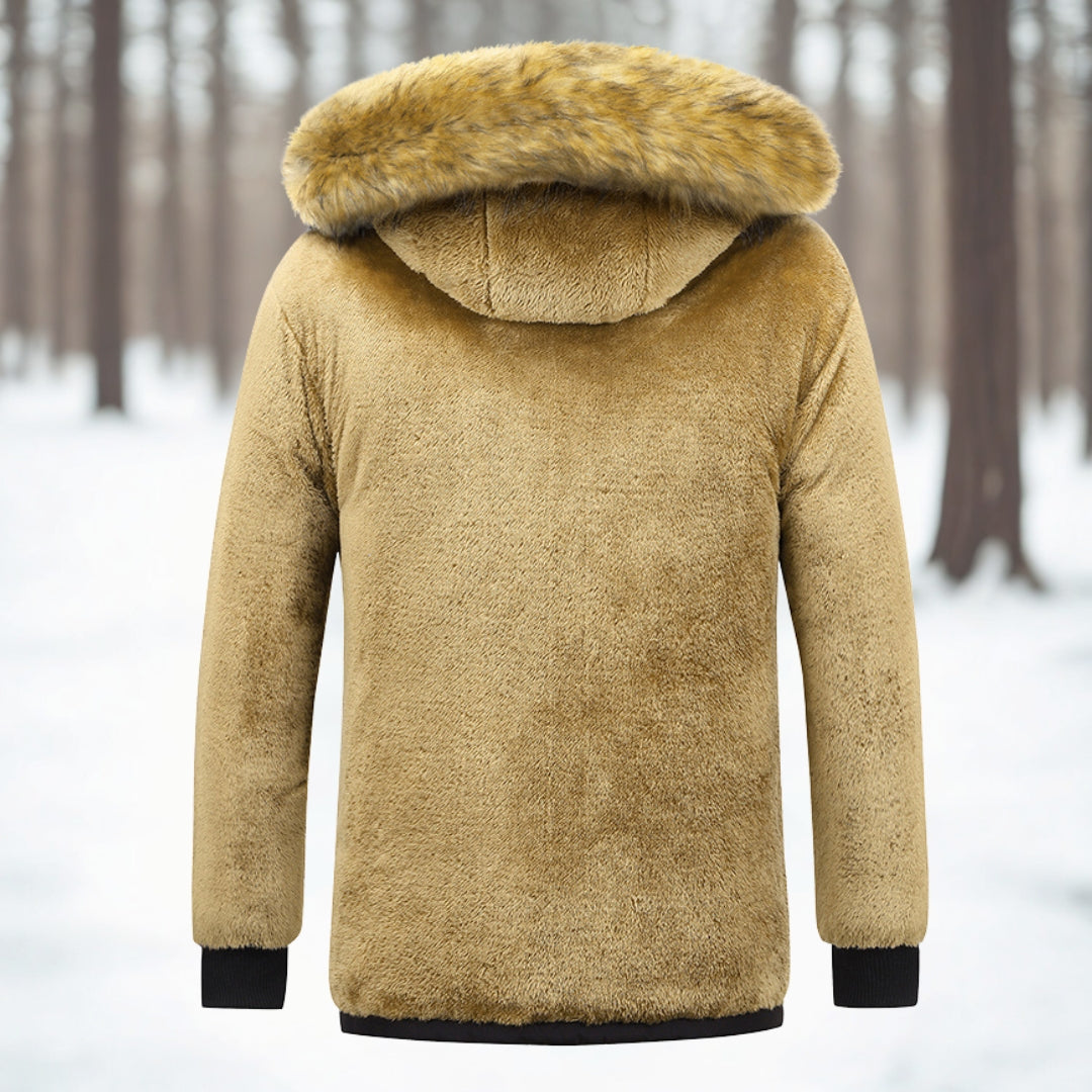 Men’s Winter Insulated Parka Jacket with Faux Fur Hood