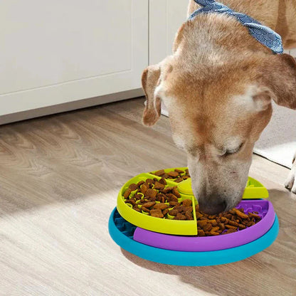 Twist & Turn Dog Slow Feeder Puzzle Bowl | Interactive Rotating Anti-Gulping Pet Feeder