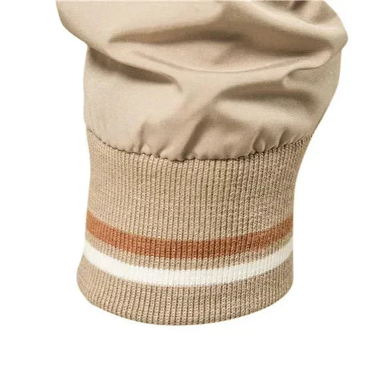 Men’s Lightweight Zip-Up Bomber Jacket with Striped Trim