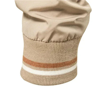 Men’s Lightweight Zip-Up Bomber Jacket with Striped Trim