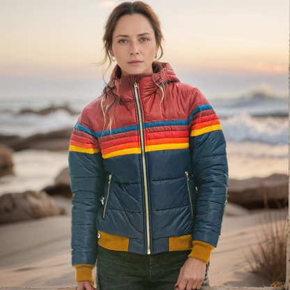 Women's Retro Vintage Quilted Jacket with Hood