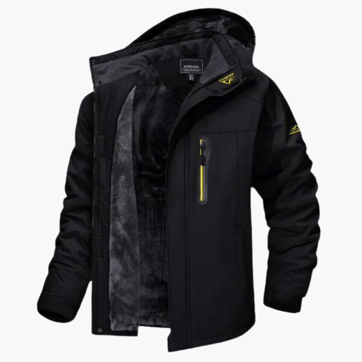 Men's Waterproof Windproof Fleece-Lined Hooded Outdoor Jacket