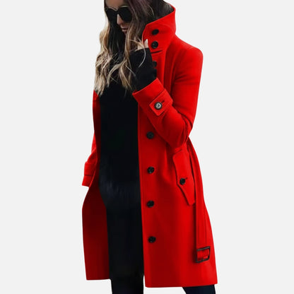 Women’s Classic Double-Breasted Trench Coat with Belted Waist