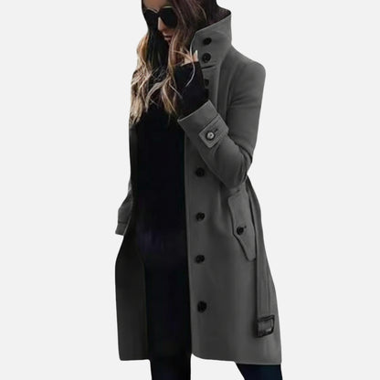 Women’s Classic Double-Breasted Trench Coat with Belted Waist